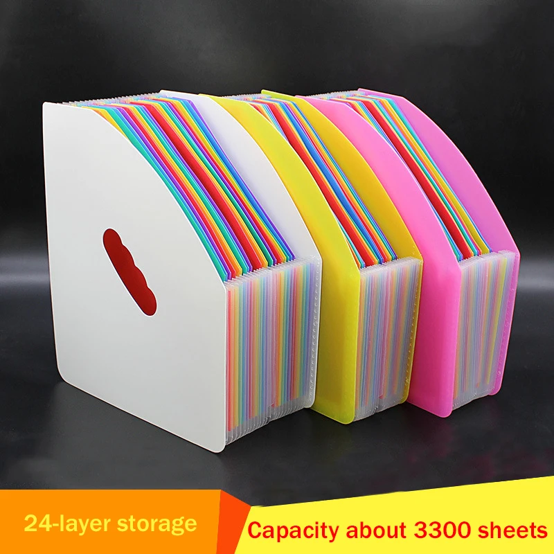 

New File Rack 24 Layers Rainbow Organ Bag Retractable Desktop Storage Multi-layer Classification Folder High Capacity A4