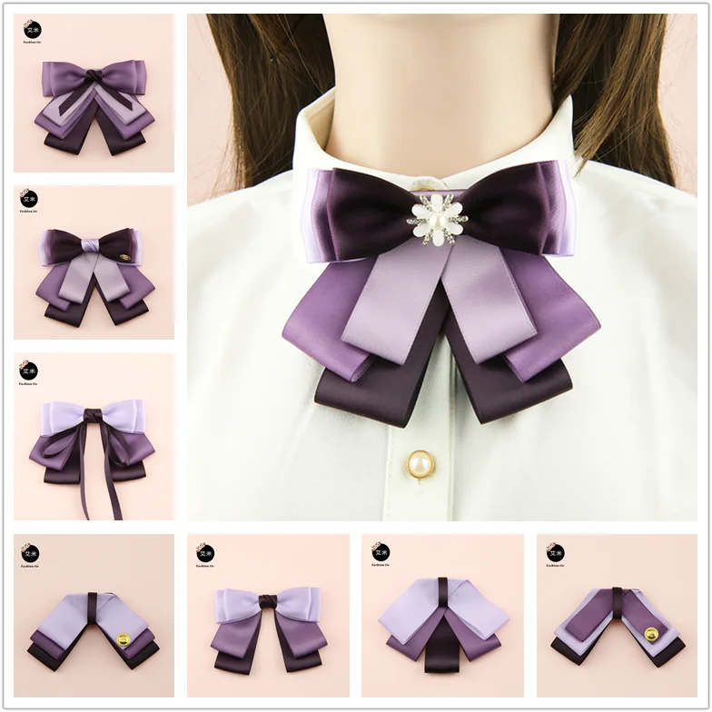 

Women Tie Butterfly Women's Bow Tie Purple Knot Female Girl Student Hotel Clerk Waitress Neck Wear Ribbon Ties Work Suit Shirts