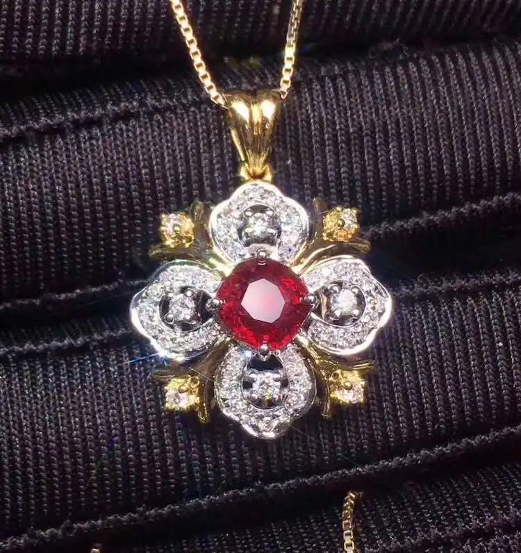 KJJEAXCMY Fine Jewelry Natural Ruby 925 Sterling Silver Women Gemstone Pendant Necklace Chain Support Test Beautiful Hot Selling