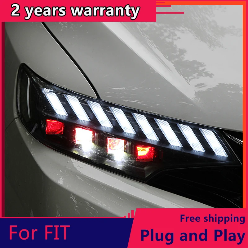 cars Headlight For Honda FIT JAZZ GK5 2018 Headlights LED DRL Running lights Bi-Xenon Beam Fog lights angel eyes Auto