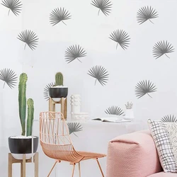 Cartoon Hand Drawn Palm Leaf Wall Sticker Baby Nursery Kids Room Tropical Palm Tree Leaves Wall Decal Bedroom Vinyl Decor