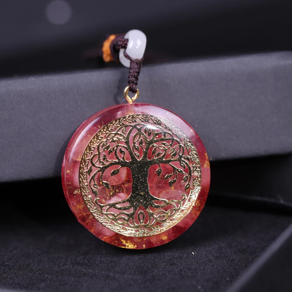 Orgone Pendant Tree Of Life Energy Orgonite  Necklace Pink Crystal Healing Resin Jewelry Dropshipping