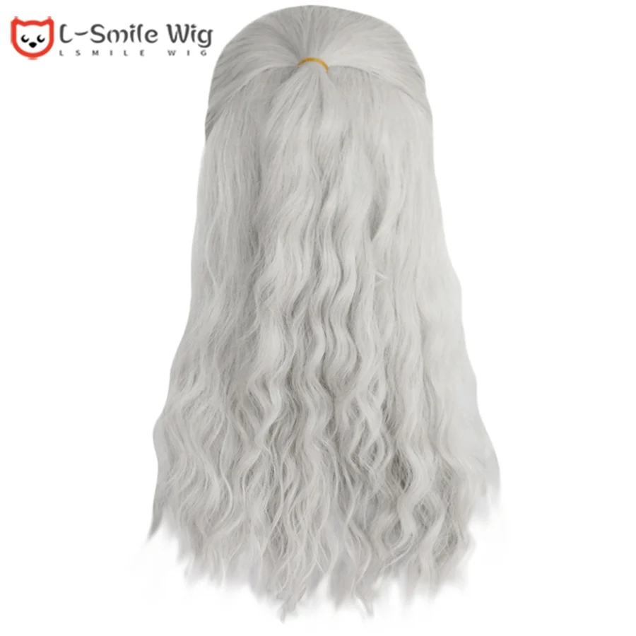 Geralt of Rivia Cosplay Wig White Slivery Straight Synthetic Hair Wigs for Men Party Novel Game Costume Halloween + Wig Cap