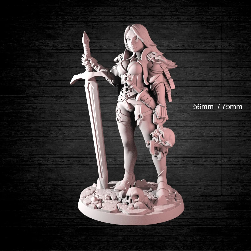 1/24 75mm 1/32 56mm Resin Model Female Hunter Warrior Prime Figure Unpainted RW-063