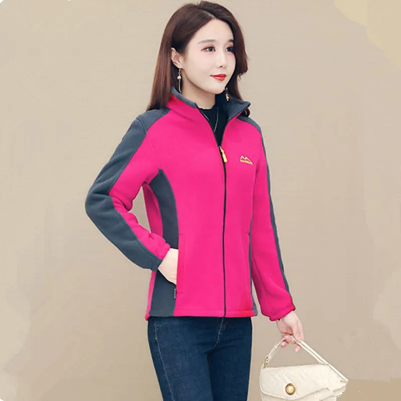 UHYTGF Elegant Mom Autumn Winter Jacket Female Polar Fleece Casual Warm Women Sweatshirt Long-Sleeved Zipper 5XLSize Outwear1432