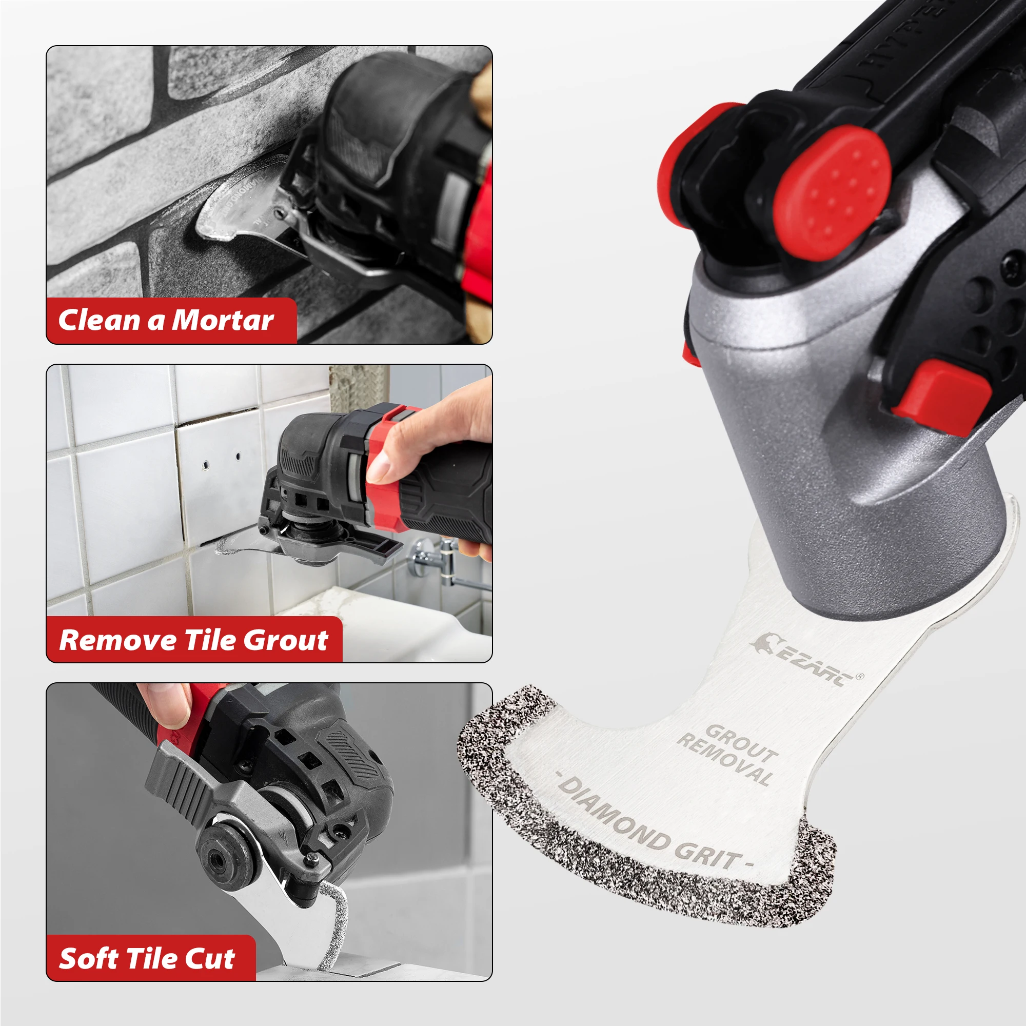 EZARC 3Pcs lame diamantate oscillanti Multi Tool Swing, lame per seghe da taglio per malta per la rimozione di fughe e taglio di piastrelle morbide DO57S