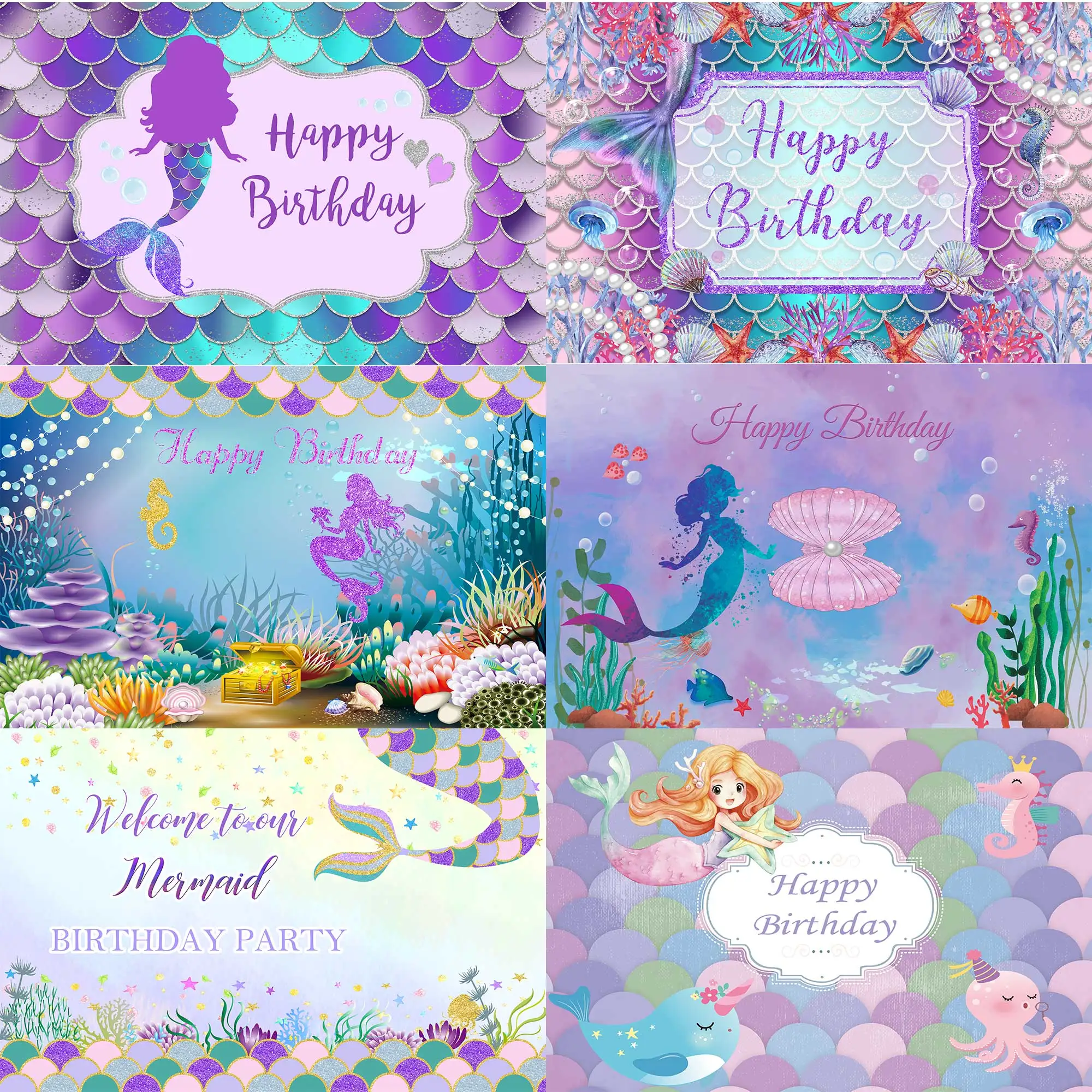 NeoBack Little Mermaid Princess Under Sea Bed Castle Corals Photography Backdrop Baby Shower Birthday Party Photo Background