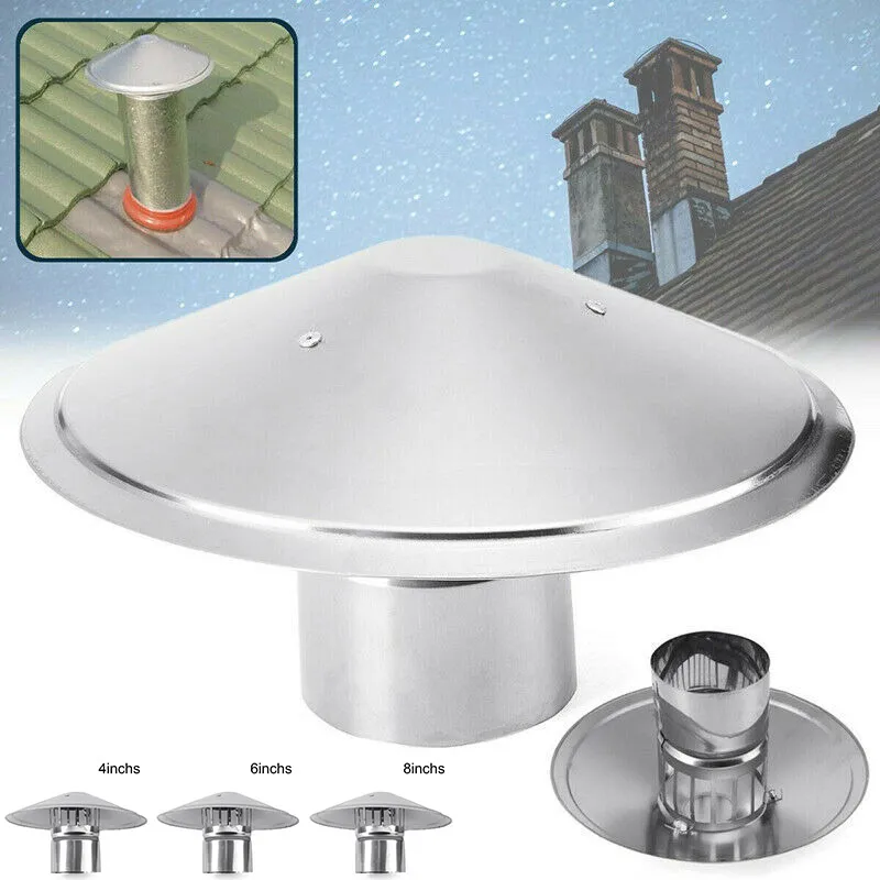 

4/6/8 Inch Stove Pipe Chimney Cap Fireplaces Rain Hat Smokeware Zinc Alloy Mushroom-shaped PUO88