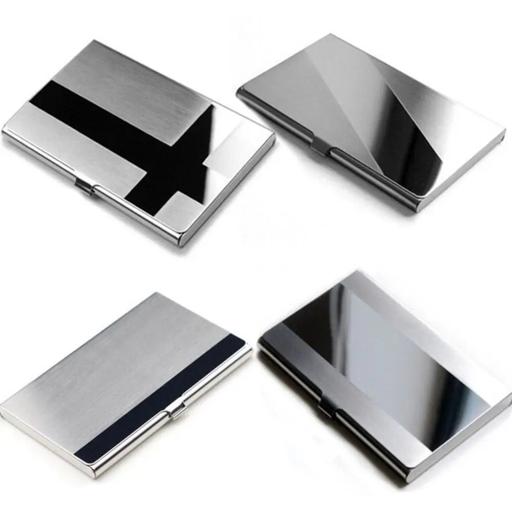 Porte-cartes de visite en acier inoxydable pour hommes, porte-cartes de visite en aluminium, couverture de boîte en métal, porte-cartes de crédit, portefeuille en métal, créatif