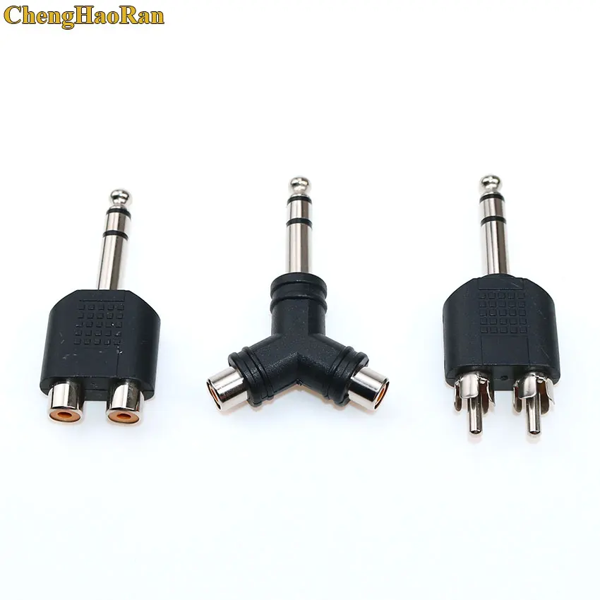 2/3 pole Mono/Stereo Jack 6.35mm to 2xRCA Jack Audio Converter Double Male/Female RCA to 6.5mm Male Plug Nickel Plated Connector