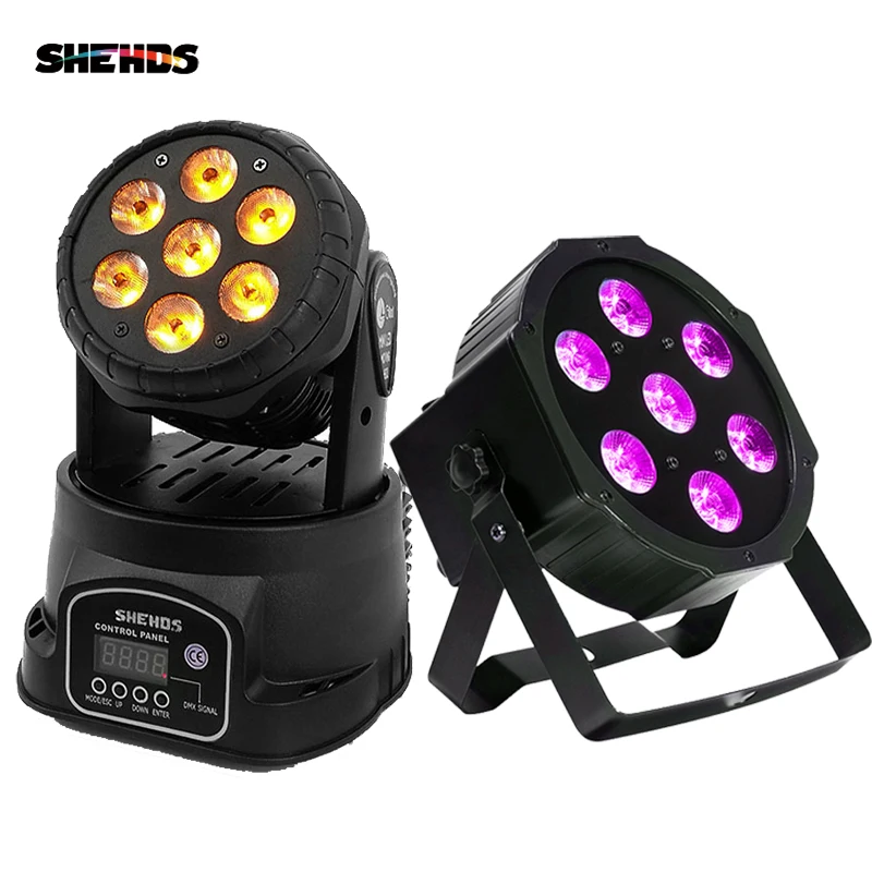 SHEHDS LED Par 7x12W/Moving Head Light Wash 7x12W RGBWA+UV DMX 12/16 Channels Stage Light For DJ Nightclub Party  Dicso