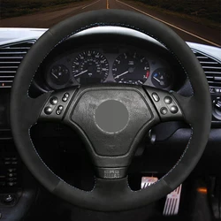 DIY Black Suede Leather Car Accessories Steering Wheel Cover For BMW E36 1996 1997-2000 E46 1998-2000 Z3 E36/7 1995 1996 1997