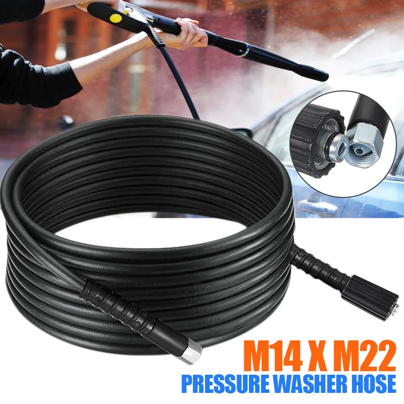 

New 10M High Pressure Power Washer Water Hose Jet Wash Lance M14 X M22 Thread-14mm