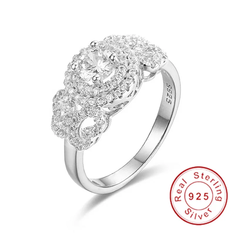 Real Solid 100% 925 Sterling Silver Wedding Ring for Women Eternal 1.2ct Simulated Diamond Engagement Rings finger Jewelry gift