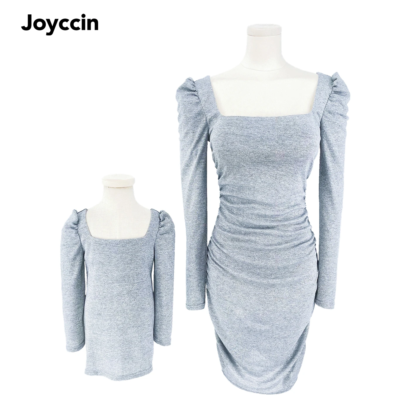 

Joyccin Women's Summer Dress Sexy Party Club Mini Dress Long Sleeve Square Neck Mom Daughter Bodycon Fashion Streetwear Spring