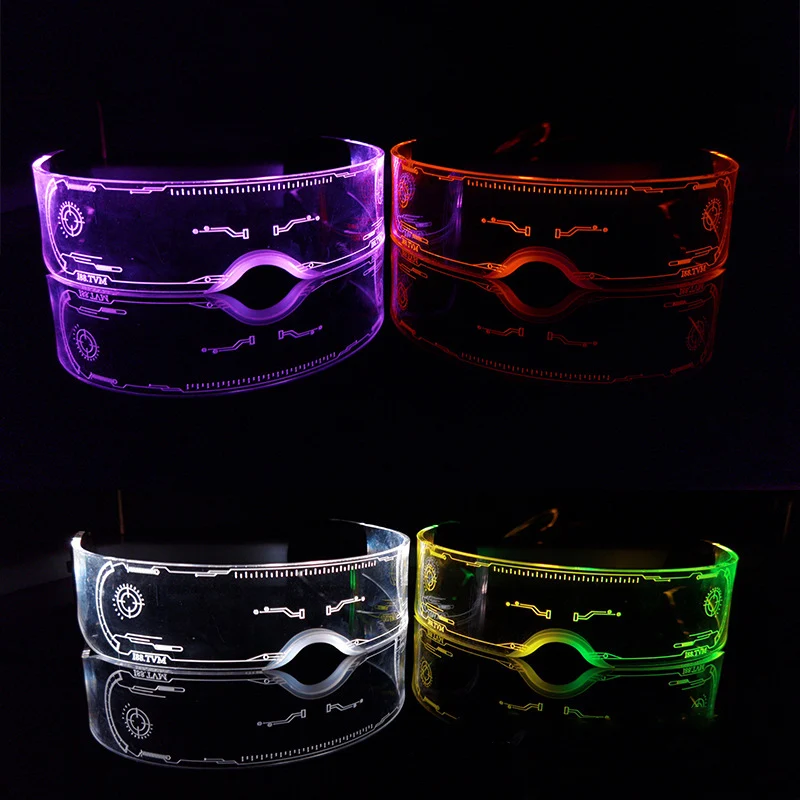 SO & EI LED Luminous okulary Vintage Punk gogle mężczyźni kobiety moda Party boże narodzenie lampa kolorowa Up okulary odcienie UV400