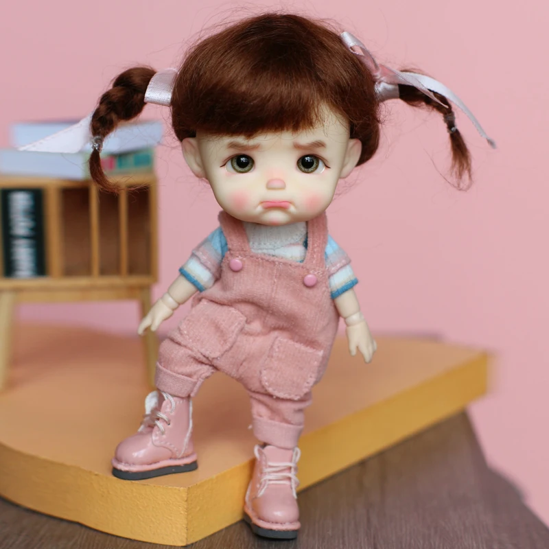 OB11 Doll Cute Makeup Joint Doll STODOLL Egg Doll Ponytail Wig 1/12 1/8bjd Doll Head Includes:doll Head+wig+clothes+body+shoes