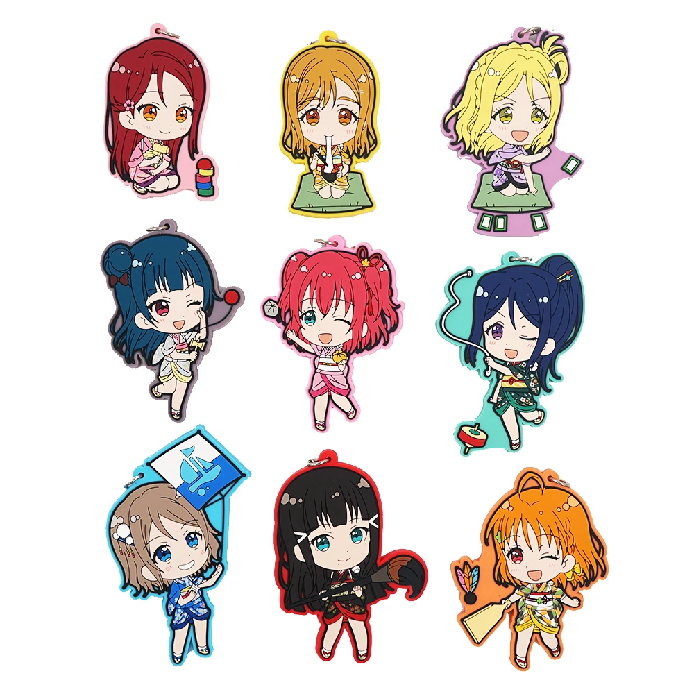 Love Live Lovelive Sunshine Aqours Anime You Kurosawa Kunikida Hanamaru Ruby Riko Mari Yoshiko Chika Kanan Sport Rubber Keychain