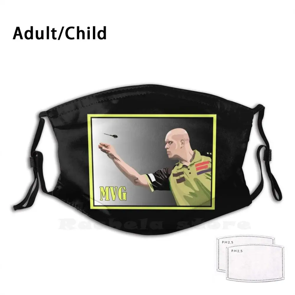 Freccette-Michael Van Gerwen Per Bambini di Età Anti Polvere Filtro Maschera Fai Da Te Freccette Bdo Pdc del Regno Unito Gran Bretagna Sport Olandese Carlstad olandese di Sport