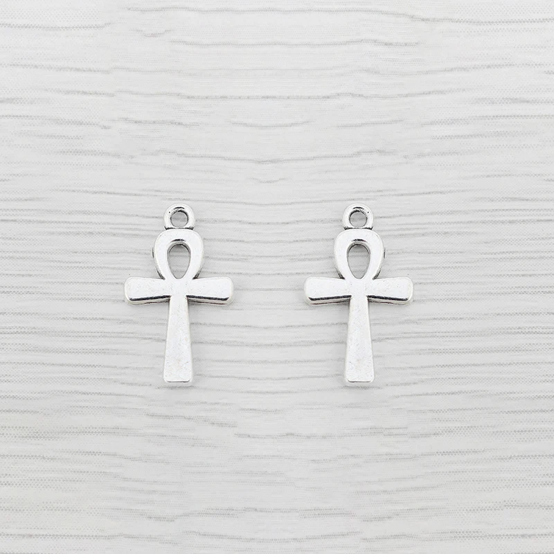 20 x Tibetan Silver Cross Egyptian Ankh Charms Pendants Beads for DIY Necklace Bracelet Jewelry Making Accessories 22x13mm