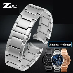 Stainless steel strap for Armani AR2447 AR2448 AR2434 AR2432 AR2433 Series Butterfly Buckle Black Silver Rose Gold  Watch Strap