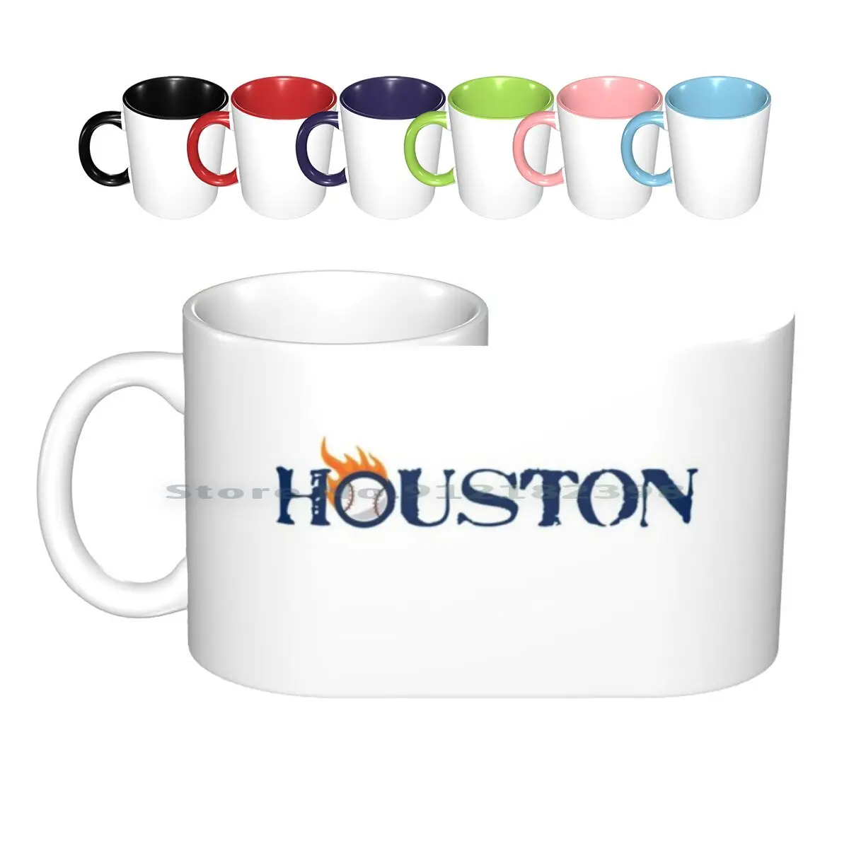 Houston Baseball On Fire Ceramic Mugs Coffee Cups Milk Tea Mug Lonestar Star Sports Texas Vintage Retro Heart Teez Soul Heart