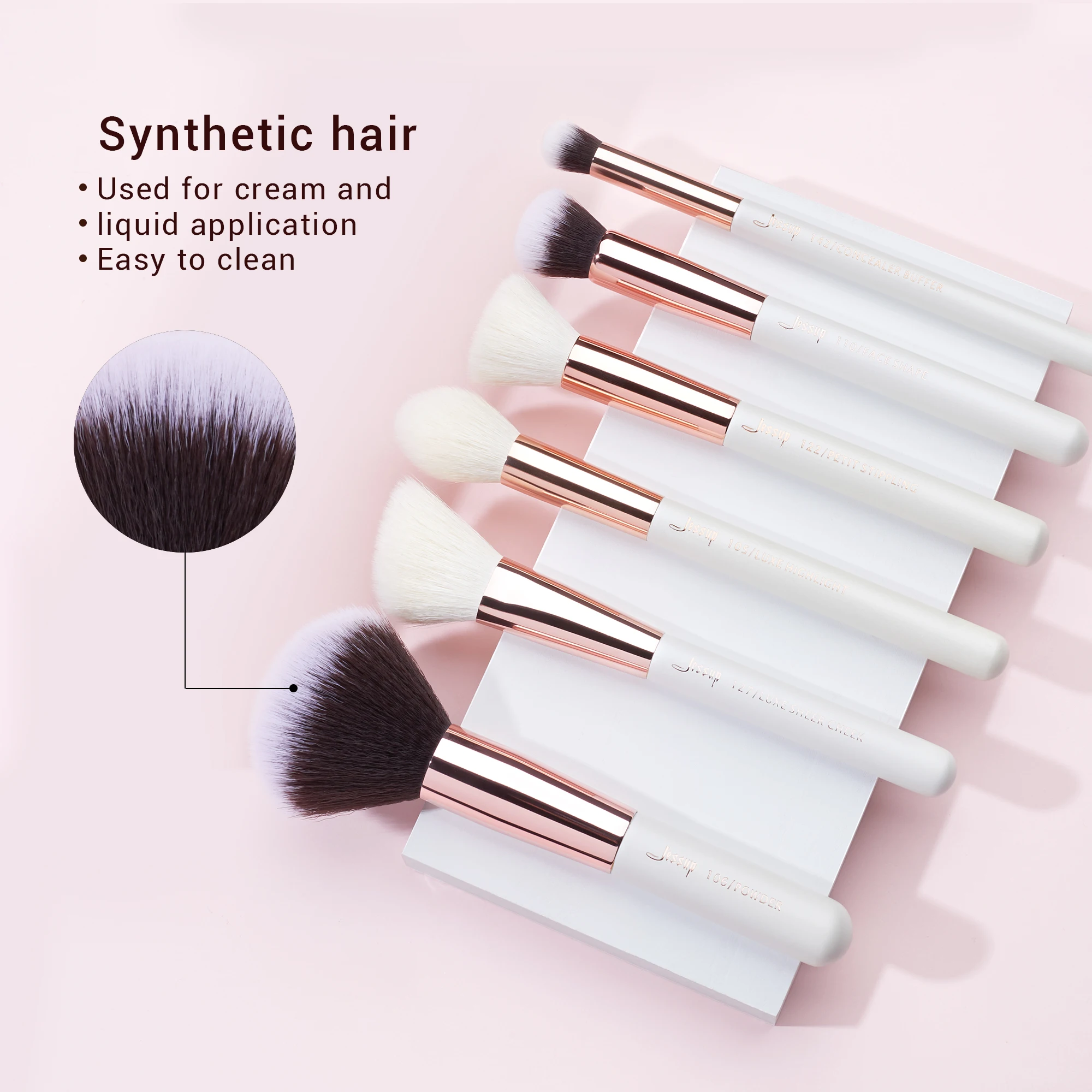 Jessup Makeup Brushes Set Dropshipping Pearl-White-Rose-Gold Pinceaux Maquillage Cosmetic Tools Eyeshadow Powder Definer 6-25pcs