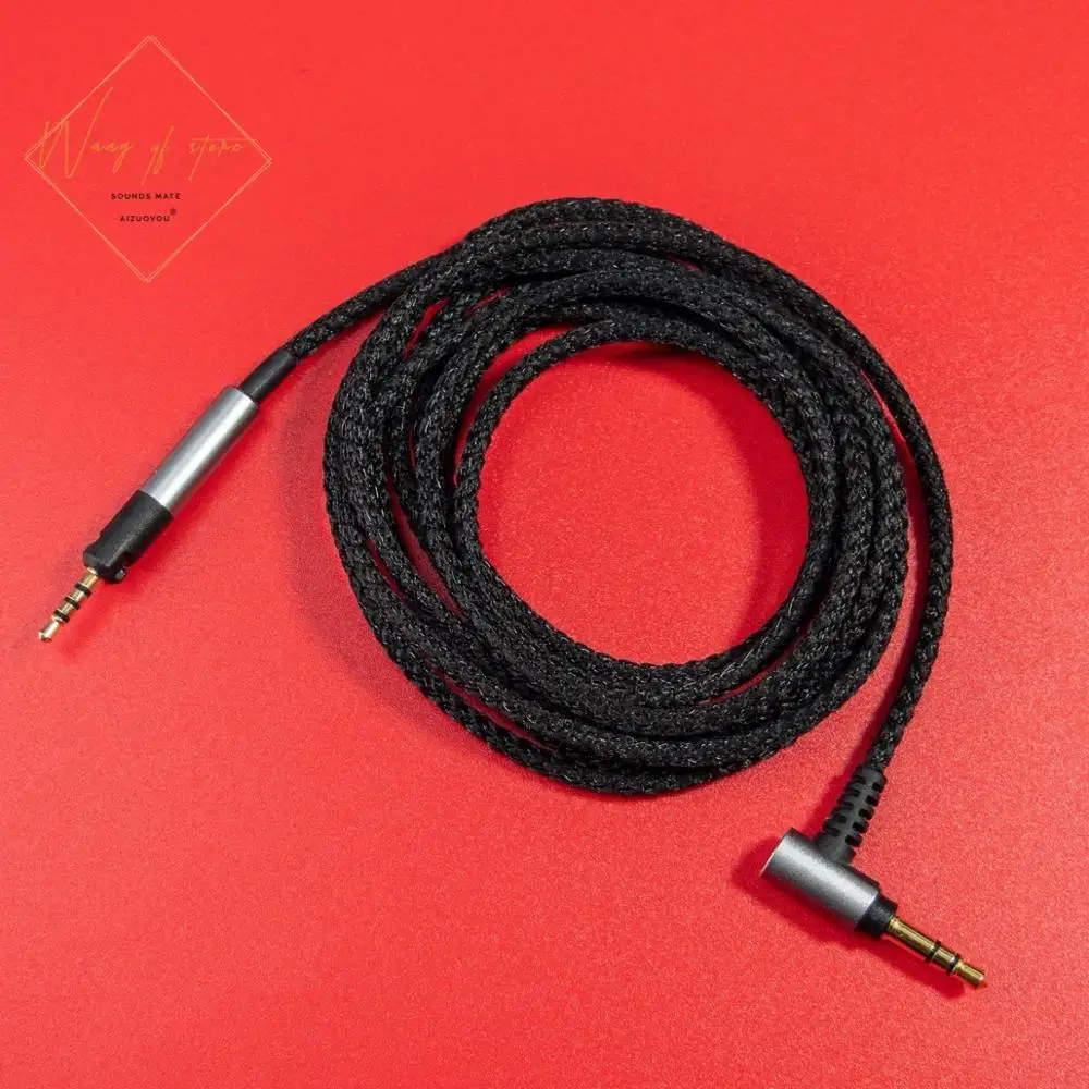 Cool Black Nylon Audio Cable For Audio Technica ATH M50x, ATH M40x , ATH M70x , ATH M60X Headphones 3.5mm Plugs