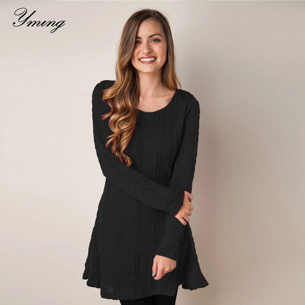 

YMING Fashion Sweater Korean Style Jumper Knitted Sweater Dress Twisted Pullover Long Sleeve Oversized Sweater