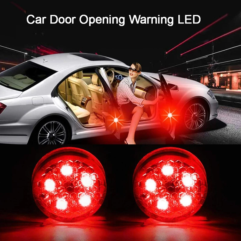 

2pcs Car Door Opening Warning Light LED Universal Auto Warning Lamps Wireless Magnetic Rear-end Safety Anti-collision Lights