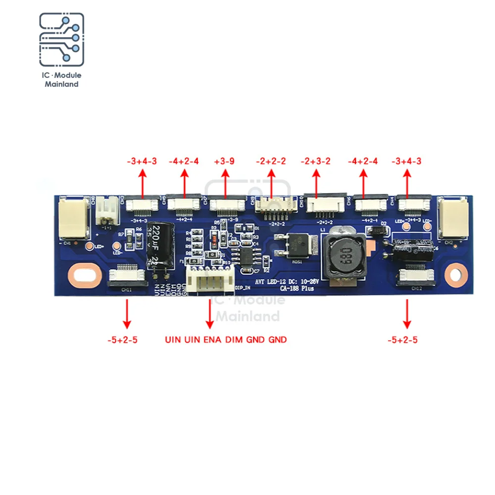 Onduleur multifonction CA-188 pour rétro-éclairage LED, courant Constant, carte de commande, 12 connecteurs, testeur de bande LED, Standard
