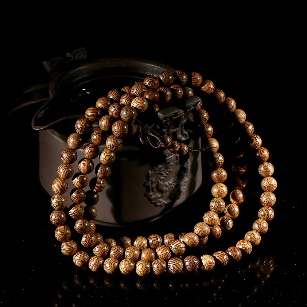 108 Wooden Beaded Bracelet Men Wenge Prayer Beads Tibetan Buddhist Mala Rosary Bracelets For Women Wood pulsera Hombre Jewelry