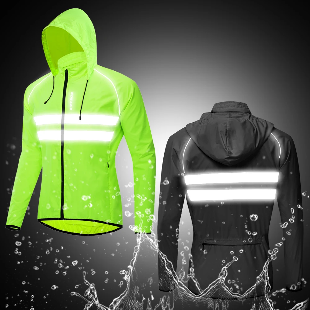 WOSAWE Men\'s Cycling Jacket Hooded Reflective Vest Wind Coat Windproof MTB Bike Windbreaker Riding Bicycle Cycle Clothing