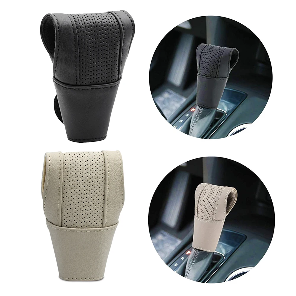 Universal Lether Car Gear Shift Knob Cover Case Anti-Slip Auto Gearbox Stick Collars Head Protector Accessories