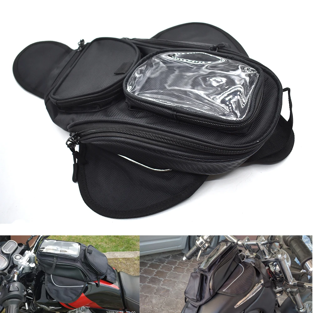 

Motorcycle tank bag Oil Fuel Bag Magnetic moto saddle luggage Phone Bag Bigger Window suitcase