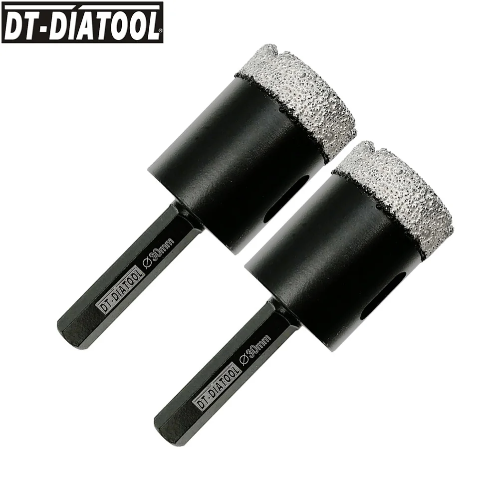 

DT-DIATOOL 2pcs Dia30mm Dry Vacuum Brazed Hexagon Shank Diamond Drill Core Bit Granite Marble Hole Saw Ceramic Tile Drilling Bit