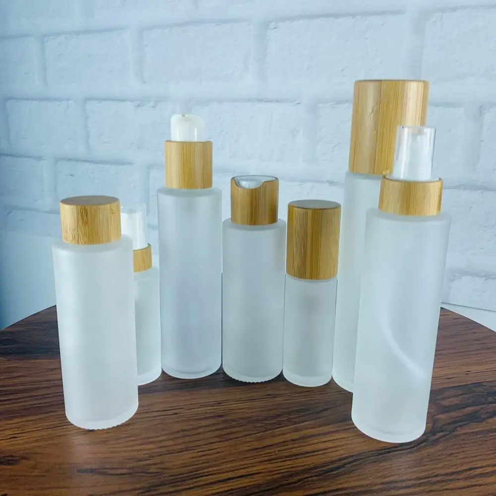 

mini glass bottle 30ml 50ml 100ml 120ml 150m frosted glass bottle empty cosmetic pump bottles