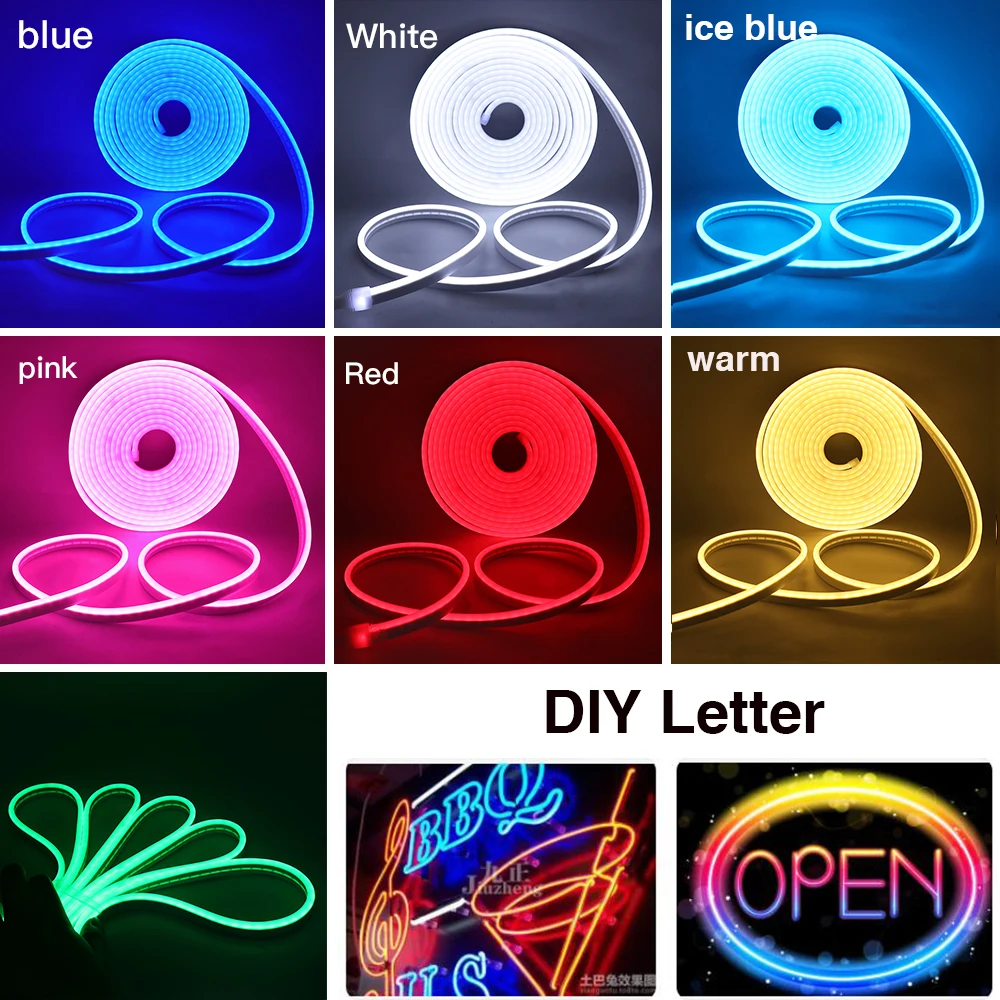 5V USB LED Neon Light Strip 2835 120LED/m Dimmable Flexible Neon Sign Tape Red Blue Pink White Ice Blue Waterproof Led Ribbon