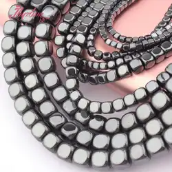 Cuentas espaciadoras de piedra Natural de hematita negra, cubo liso de 15 pulgadas, 2/3/4/6mm, para collar, pulsera, fabricación de joyas DIY