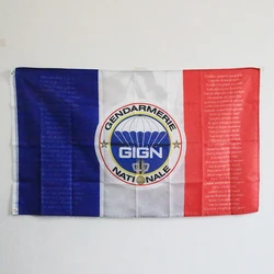 France Flag with the national anthem of Marseille and the coat arms of GIGN Gendarmerie Nationale 100D Polyester 3x5FT 90x150cm