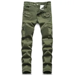 2022 New Fashion Mens Biker Jeans Punk Style Men Cargo Denim Pants  Zipper Pocket Motorcycle Jeans Male Pantalones Hombre