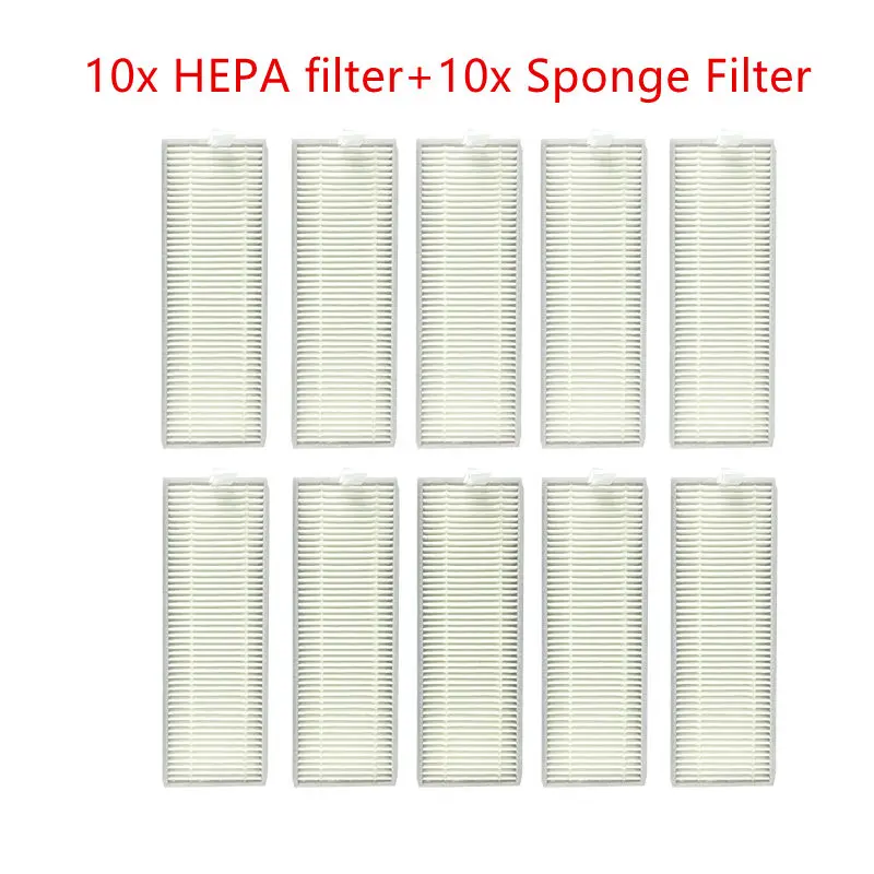 10x filtro hepa + 10x esponja filtro robô aspirador de pó hepa filtro para ilife a7 a9 a9s x800 peças robô aspirador de pó