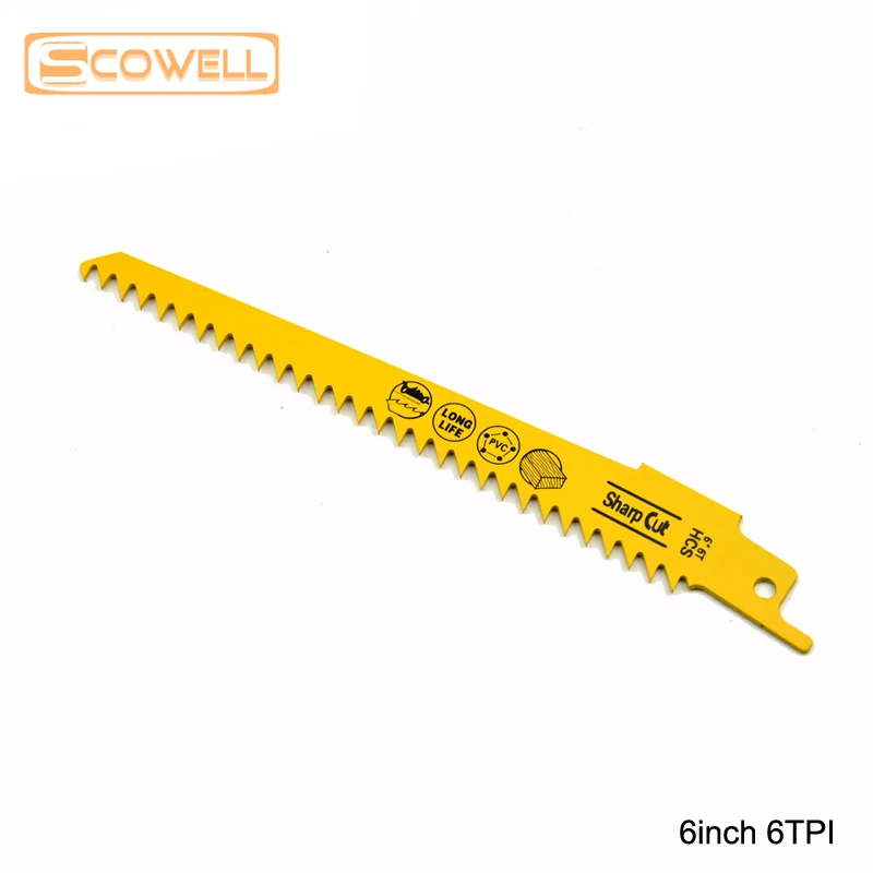 5 Pack 6Inch 6TPI Universal Shank High carbon steel Reciprocating Sabre Saw Blades Jigsaw Blades Fit For Cutting Wood Plastic