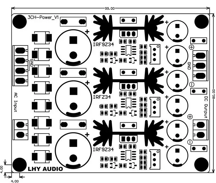 Alta fidelidade diy 3-channel dc linear positivo e negativo fonte de alimentação regulada placa terminada lt1963a op + mos de alta velocidade e baixo nível de ruído