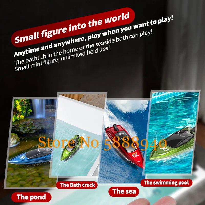 Mini remo con aceleración de un clic, accionamiento de Motor Dual, casco impermeable, advertencia de baja potencia, resistente a choques, barco de juguete con Control remoto
