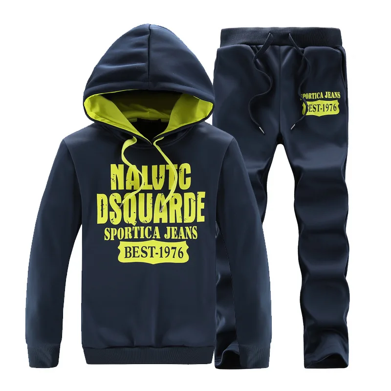 Sets Tracksuit Men Character Design Hooded Sweatshirt Drawstring Outfit Sportswear 2020 Male Suit Pullover Two Piece Set Casual