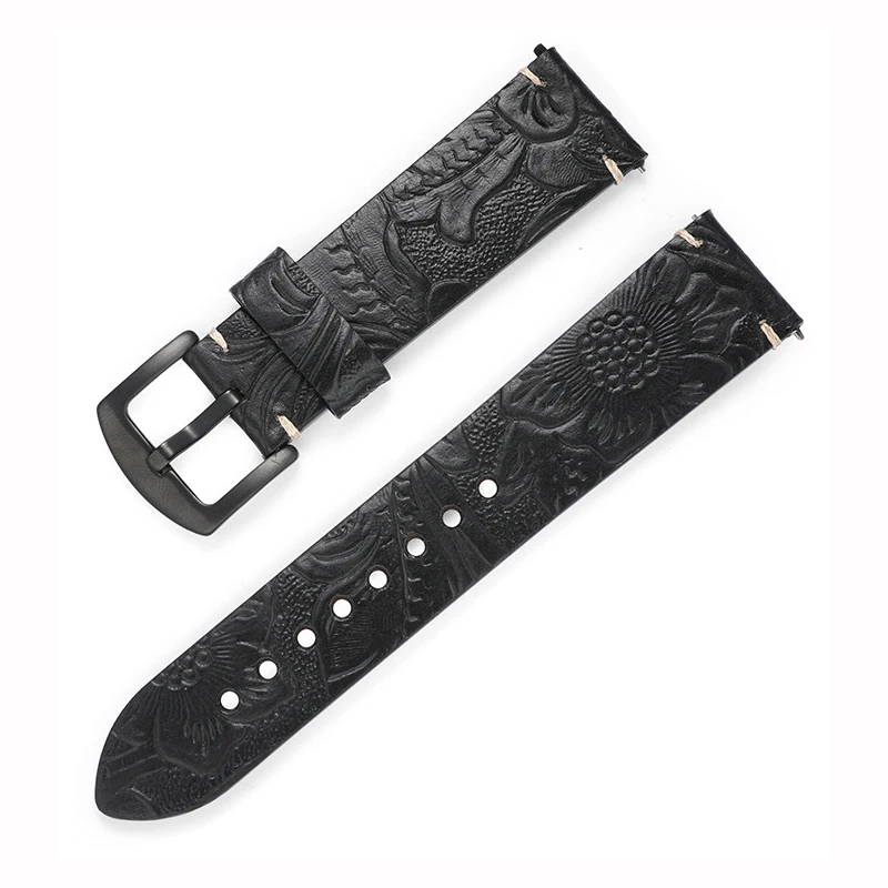 UTHAI Z73 Carved Leather Watch Band 20mm/22mm Watch strap Accessories Switch Ear Watchband