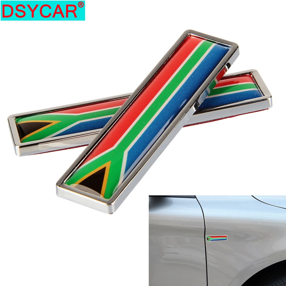 

DSYCAR 1Pair Country National Flag South Africa Metal Stickers Car Styling Motorcycle Accessories Badge Label Emblem Car Sticker