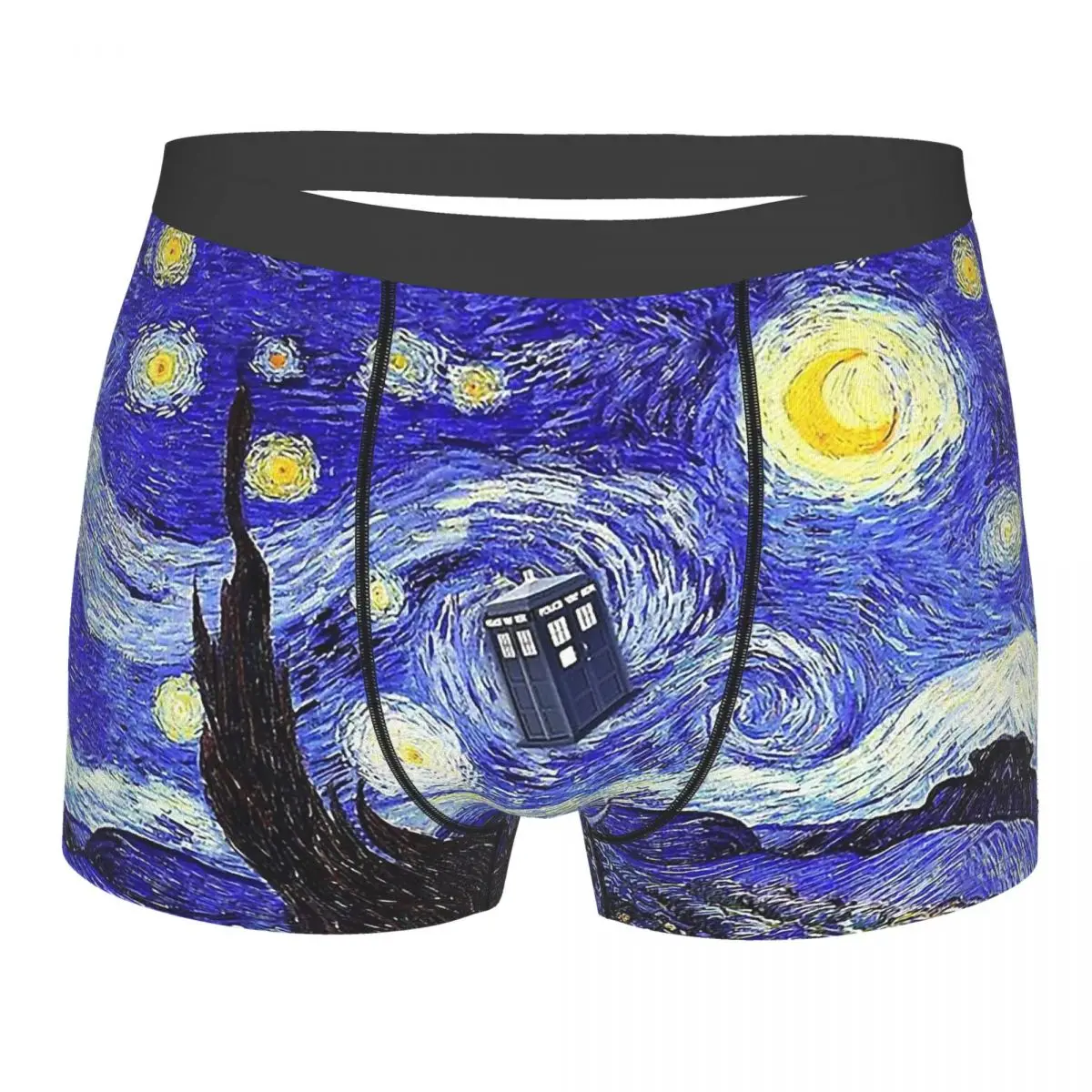 

A Starry Night Van Gogh Mountain Inspiration With Tardis Starry Sky Underpants Homme Panties Man Underwear Print