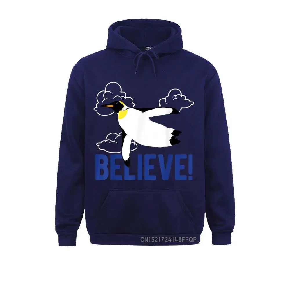 I Believe I Can Fly Penguin Motivational Graphic Pullover Faddish Men's Sweatshirts Long Sleeve Hoodies Birthday Hoods